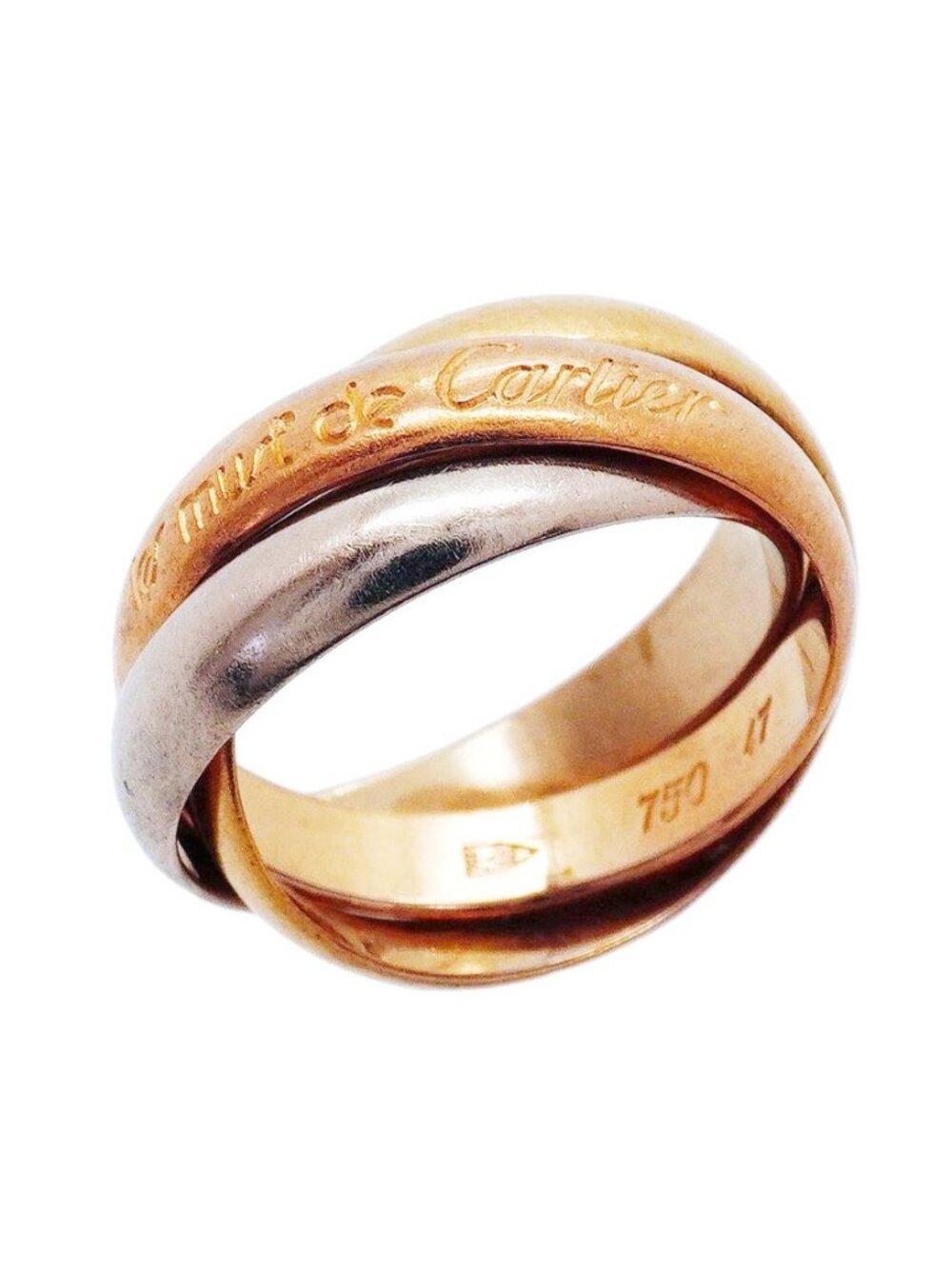 Cartier Ring Trinity Classic Model 18k Yellow Gold 18k White Pink